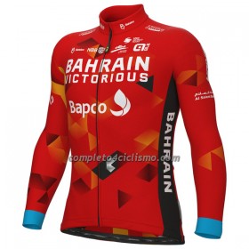 Maglia 2022 Bahrain Victorious Manica Lunga Rosso